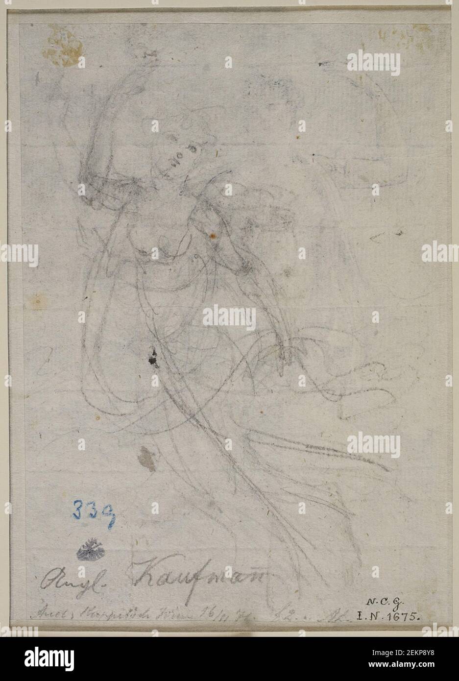 Peloptro William Tomkins (1760-1840); Angelica Kauffmann (1741-1807), sketch of the figure on the drawing Recto, 1st Half of 19th Century Stock Photo