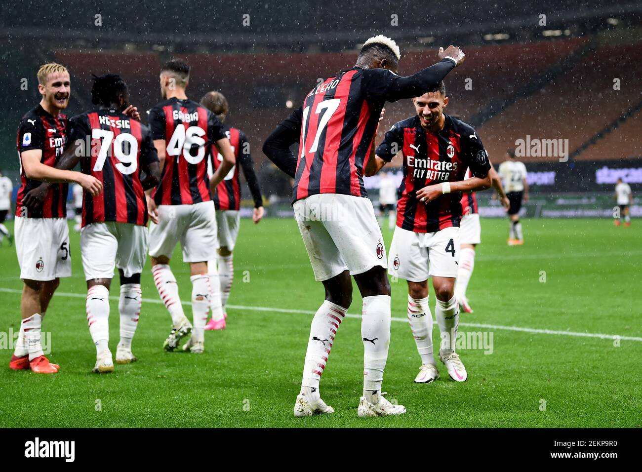 Rafael Leao of AC Milan celebrates after scoring a goal during the ...