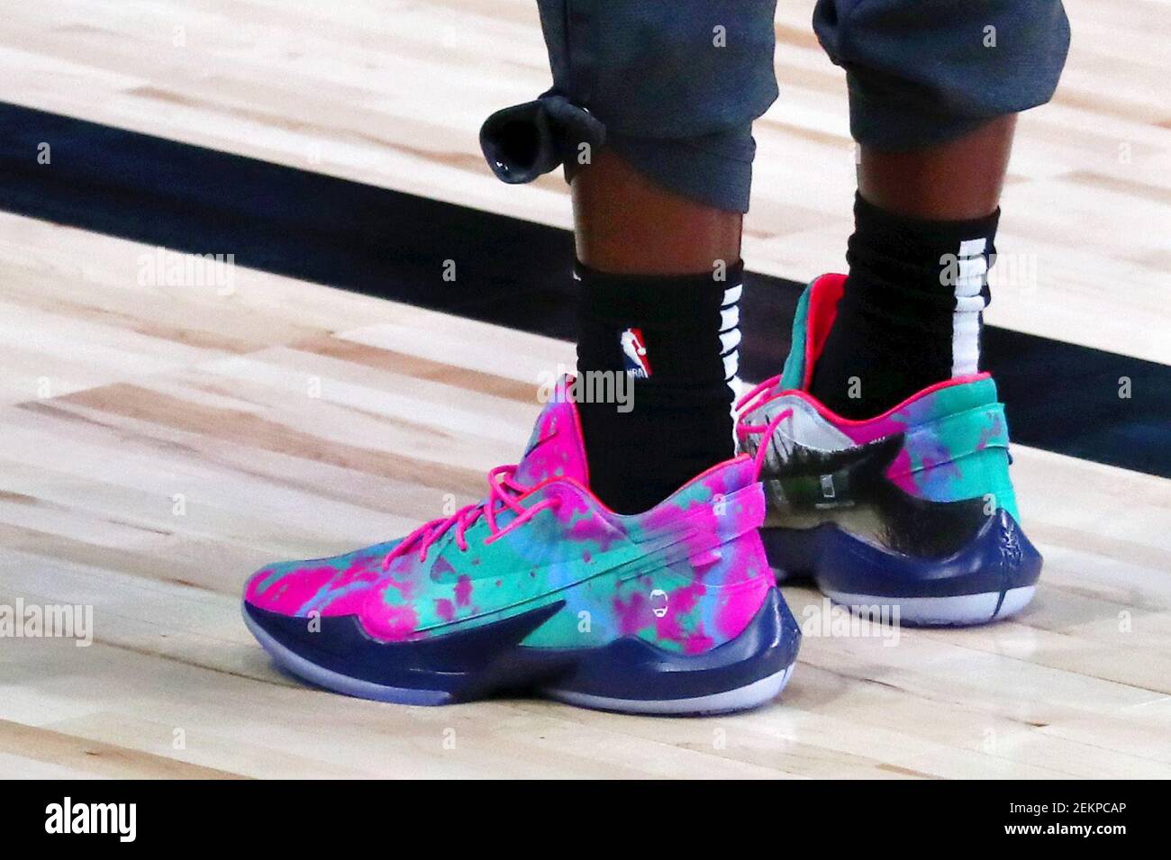 Oct 4 2020 Orlando Florida Usa The Shoes Of Miami Heat Forward Bam Adebayo 13 Before Game Three Of The 2020 Nba Finals Against The Los Angeles Lakers At Adventhealth Arena Mandatory