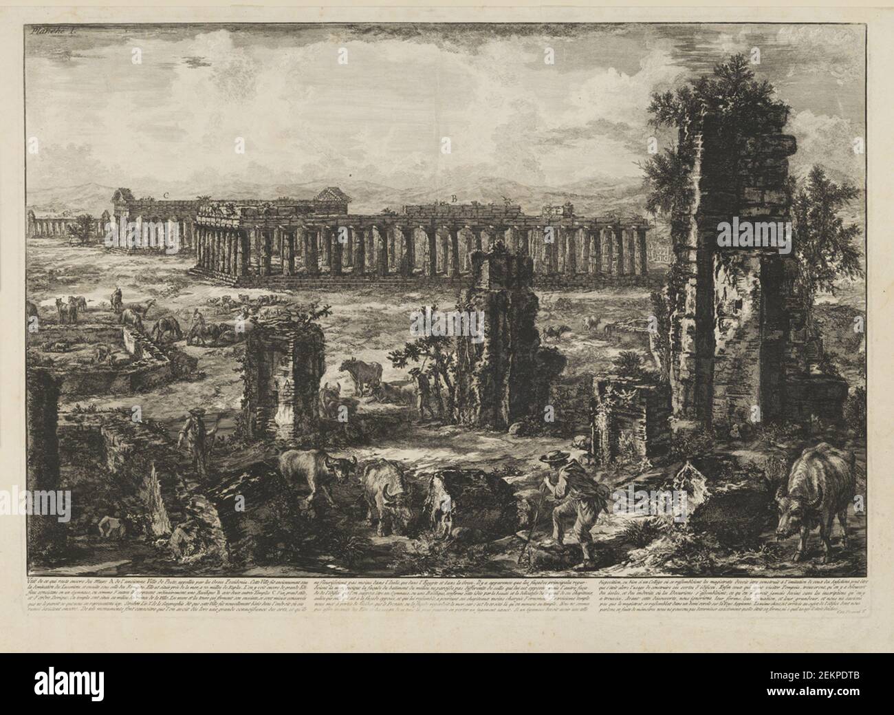 Giovanni Battista Piranesi (1720-1778); , The ruins of the city wall in the ancient city of Paestum [...], 1778 Stock Photo