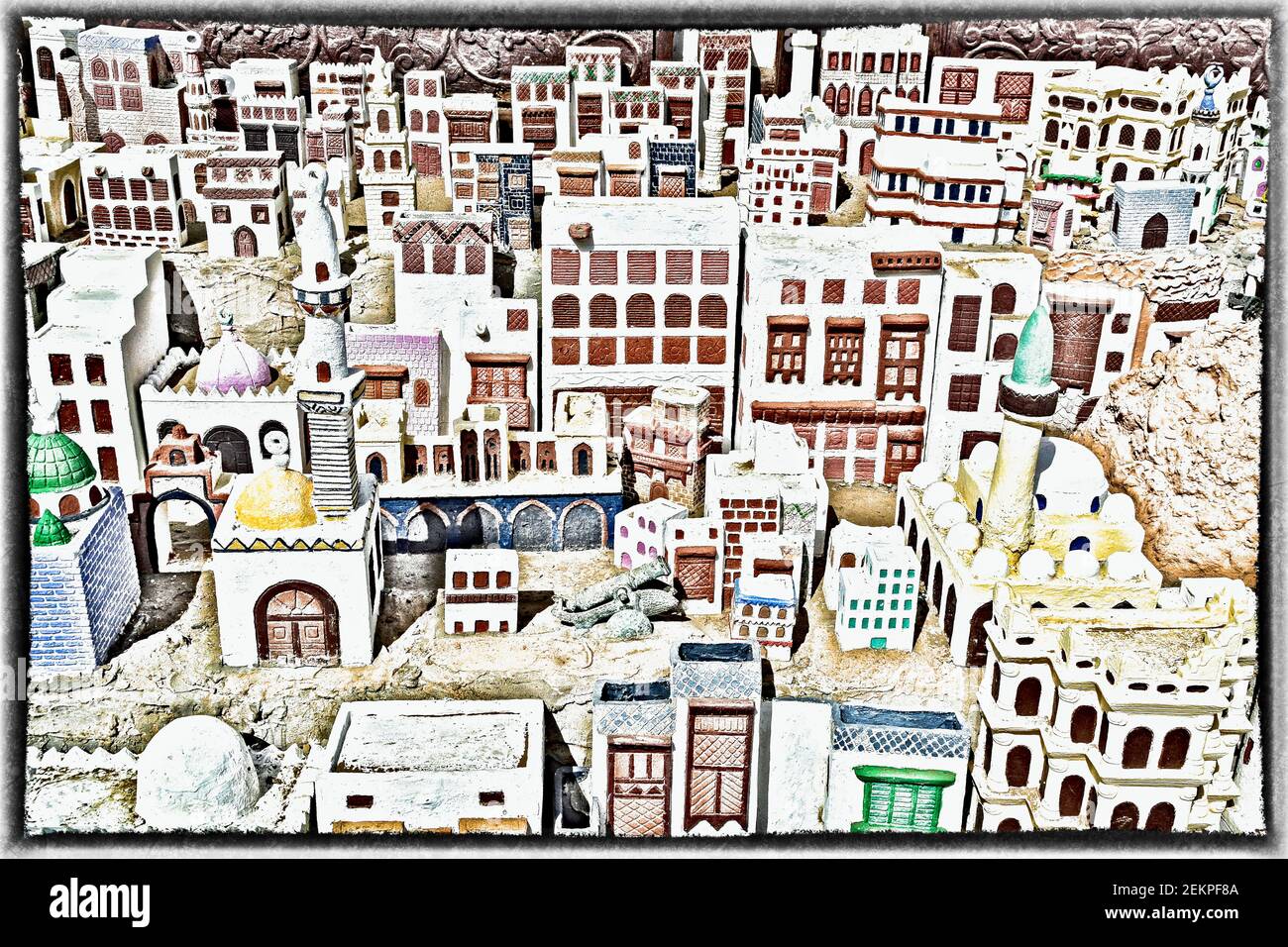 Model city made of sand - photo sketch - Jeddah Stock Photo