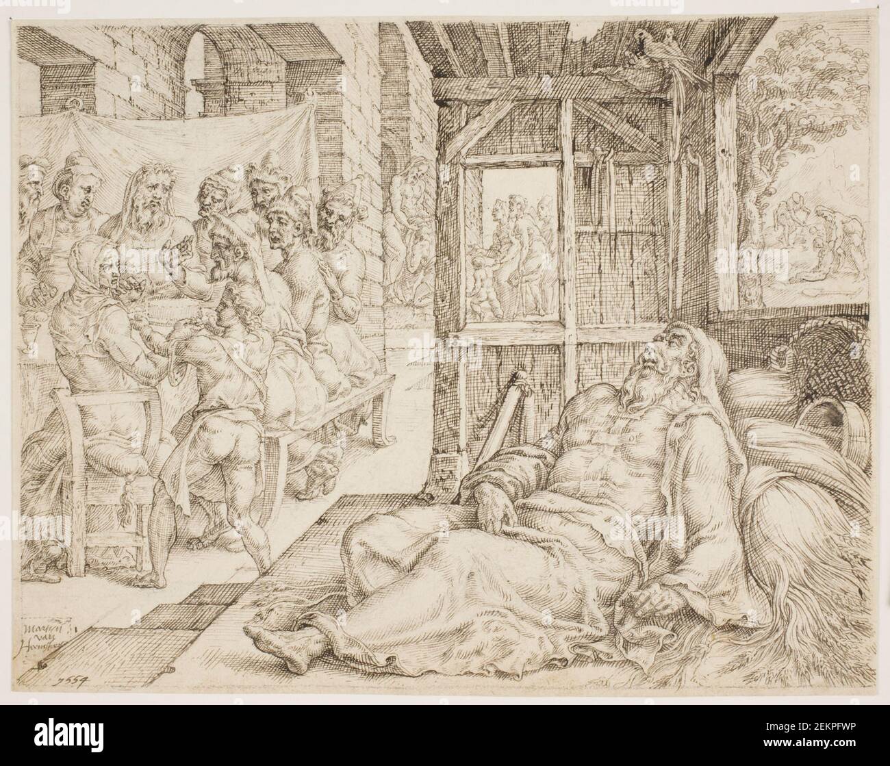 Maarten van Heemskerck (1498-1574), Tobit's Blindhed, 1554 Stock Photo