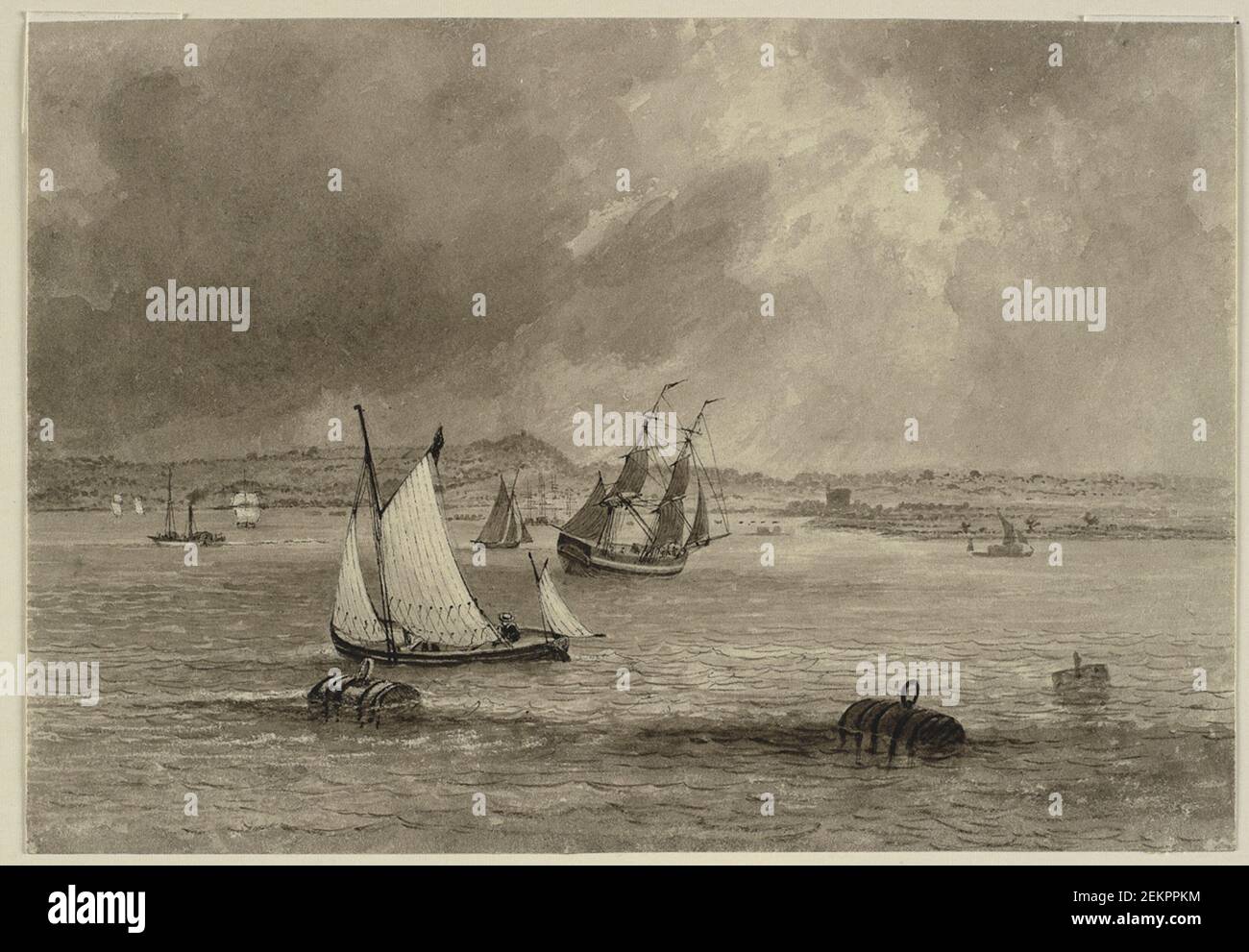 Joseph Murray Ince (1806-1859), ships next to a coast, 1806-1859 Stock Photo