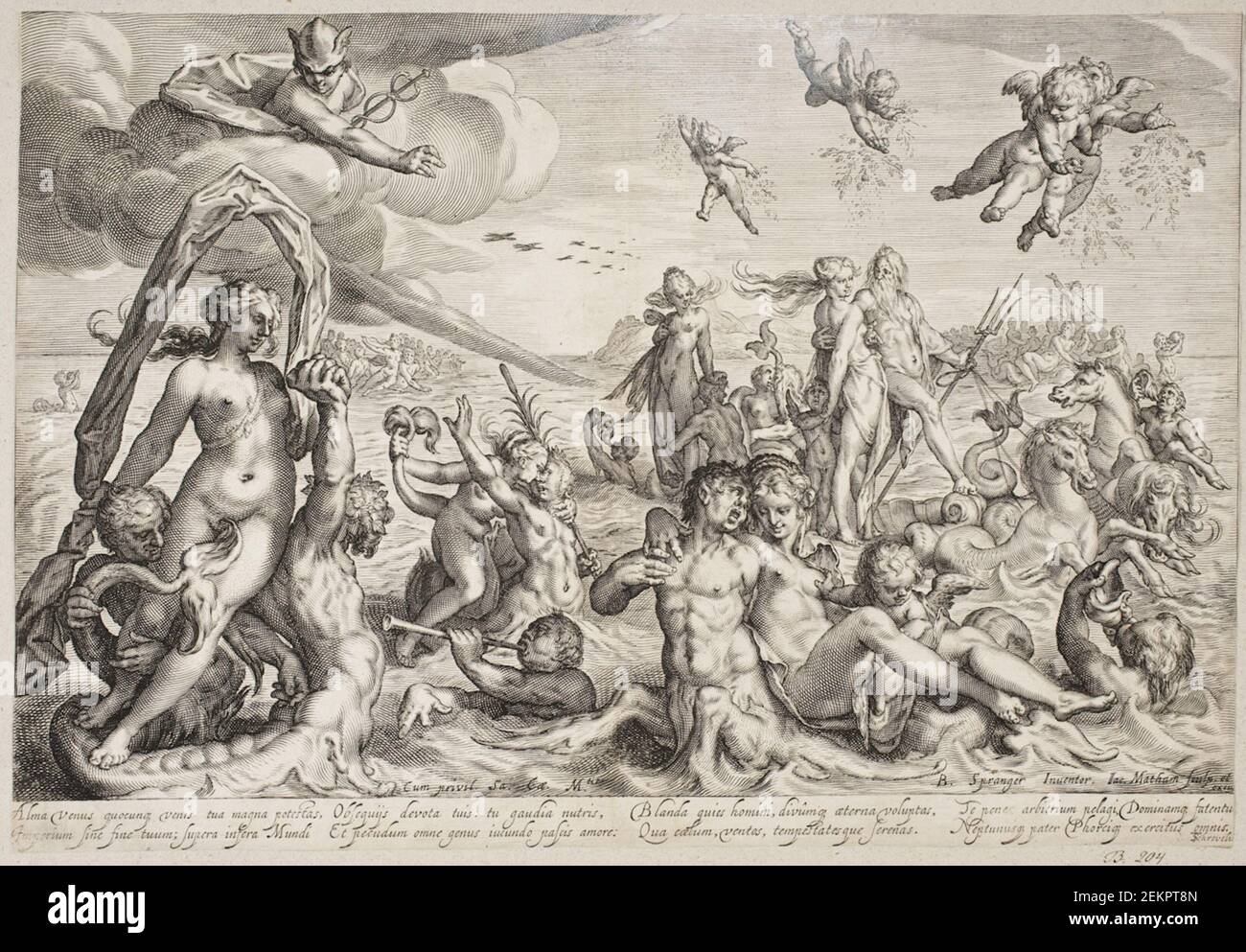 Jacob Matham (1571-1631); Bartholomeus rides (1546-1611), Neptune and Thetis, 1611-1614 Stock Photo
