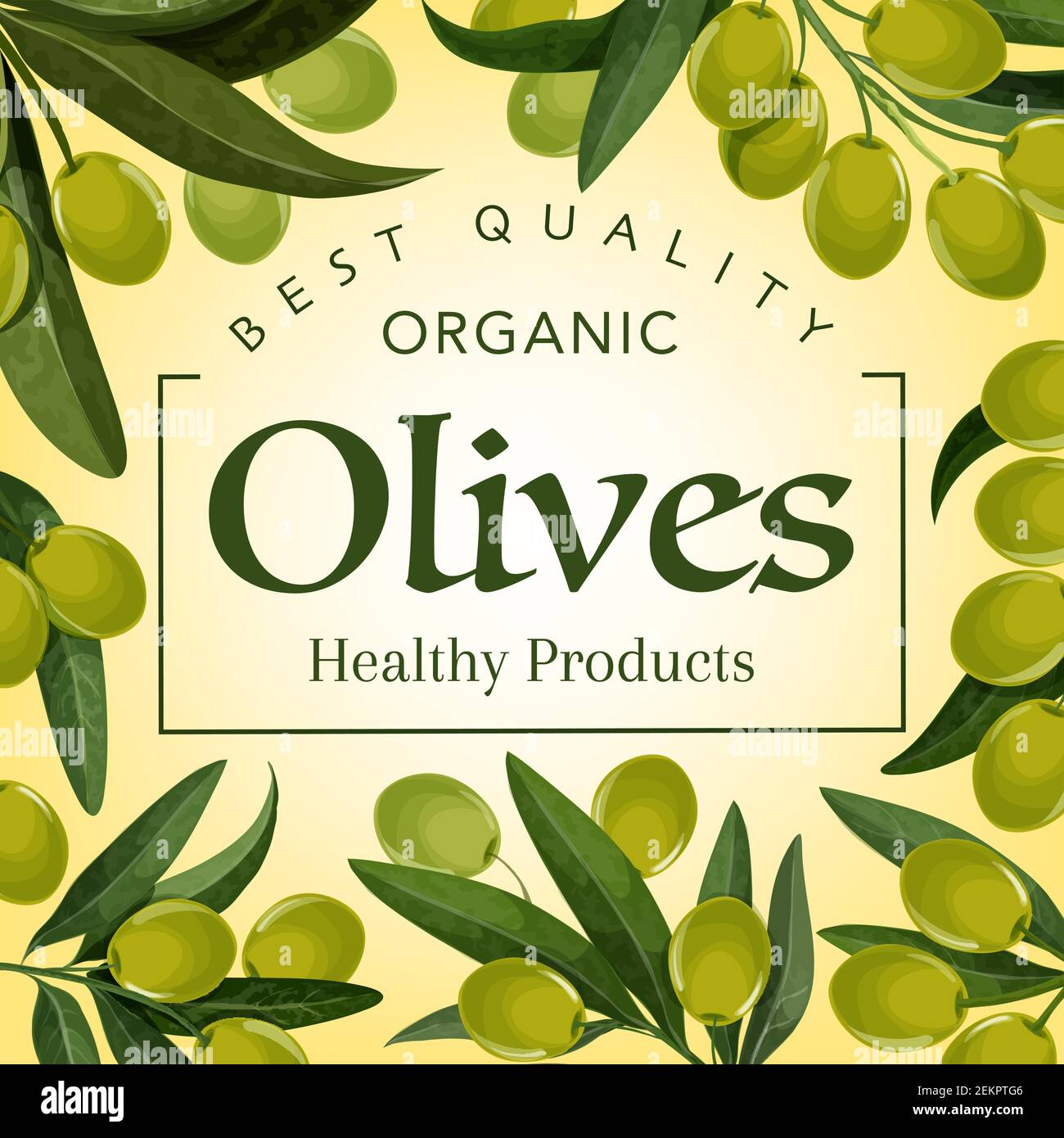 Organic green olives, premium quality food products and olive oil