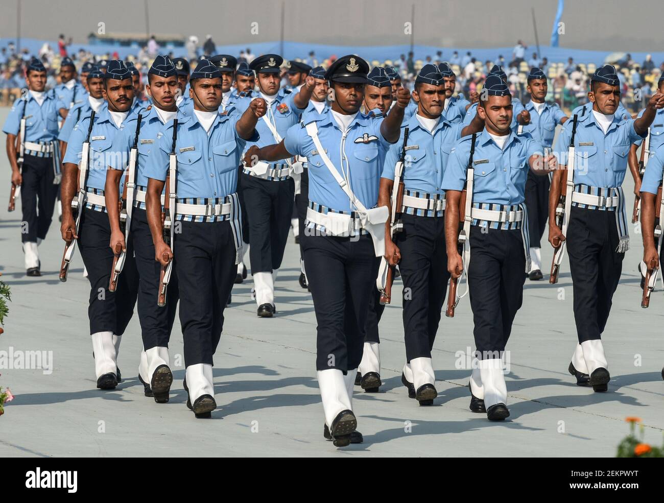 Indian Air Force (IAF) Contingent March past during the 88th Air Force ...