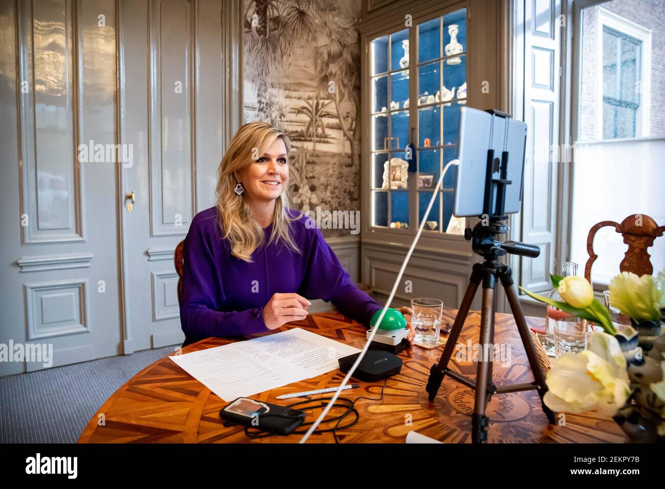 Queen Maxima of the Netherlands virtually hands over the annual report ...