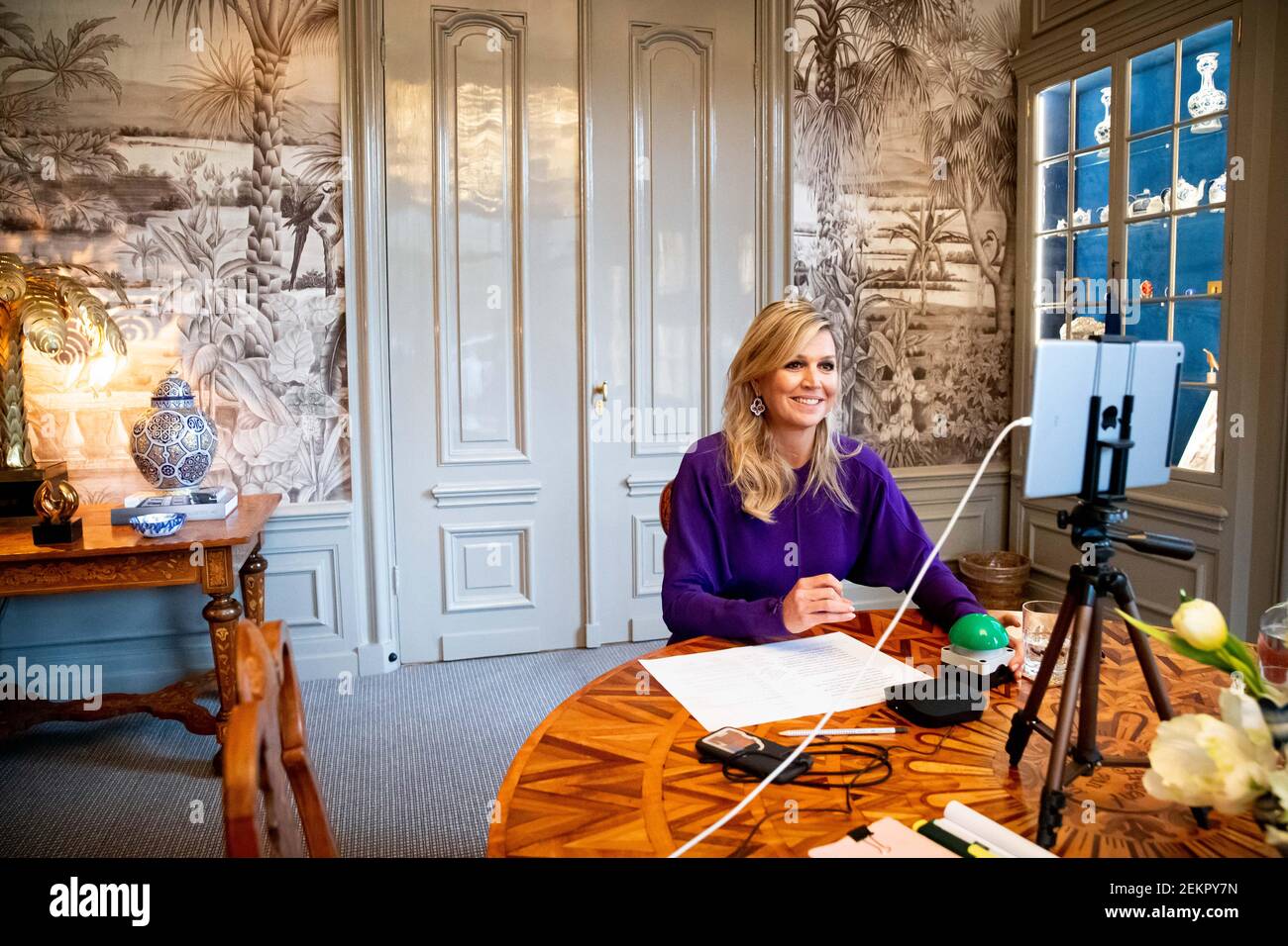 Queen Maxima of the Netherlands virtually hands over the annual report ...