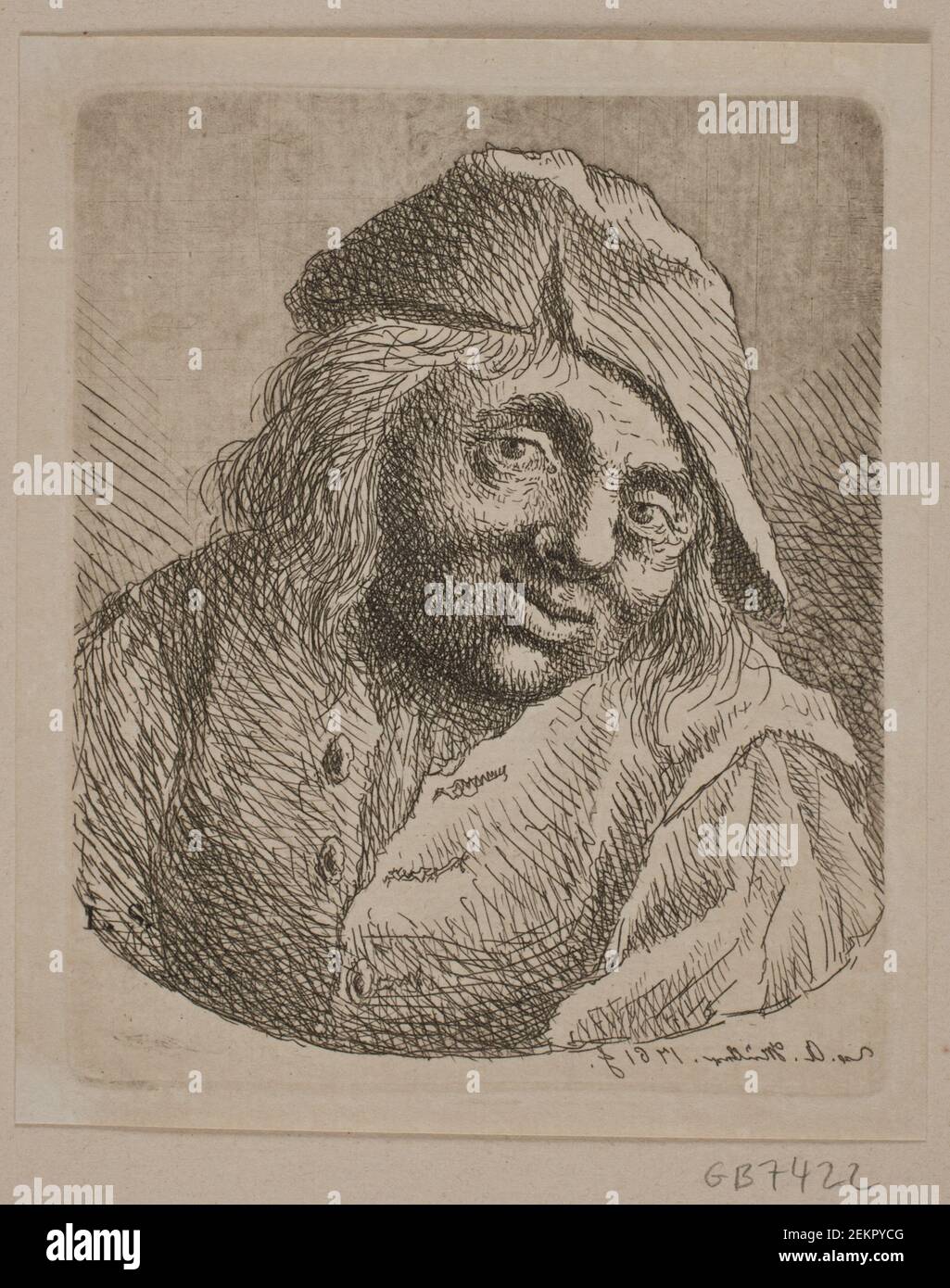 W.A. Müller (1733-1816), breast image of a farmer, 1761 Stock Photo