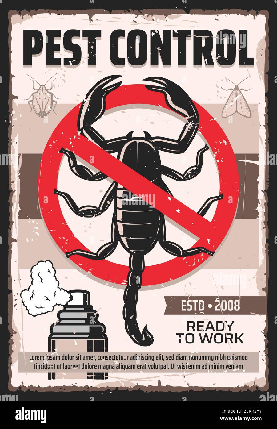 Pest control service vintage poster, professional home disinsection