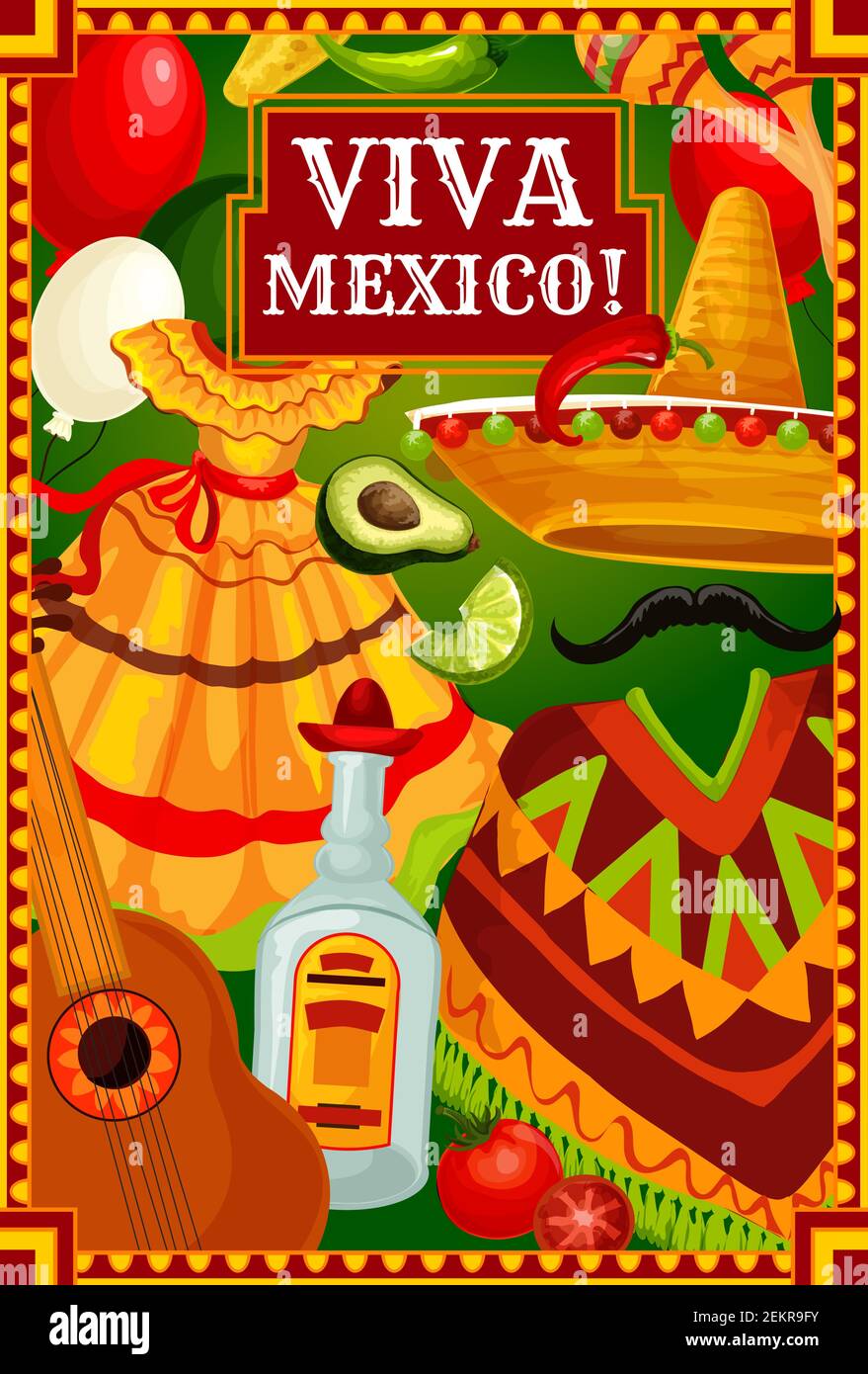 Viva Mexico greeting on Cinco de Mayo, Mexican holiday celebration ...