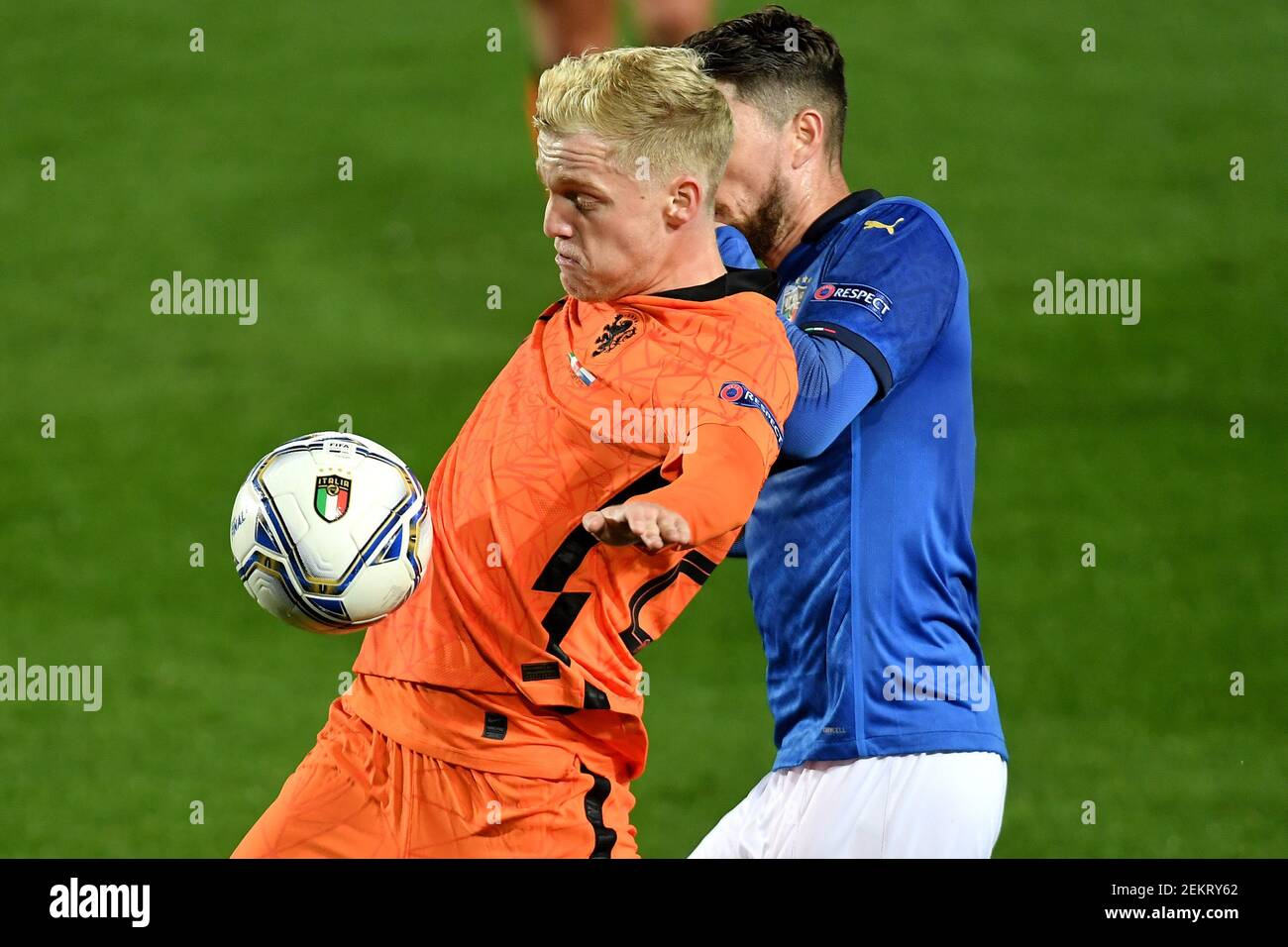 Donny van de beek of netherlands and jorginho jorge luis frello filho