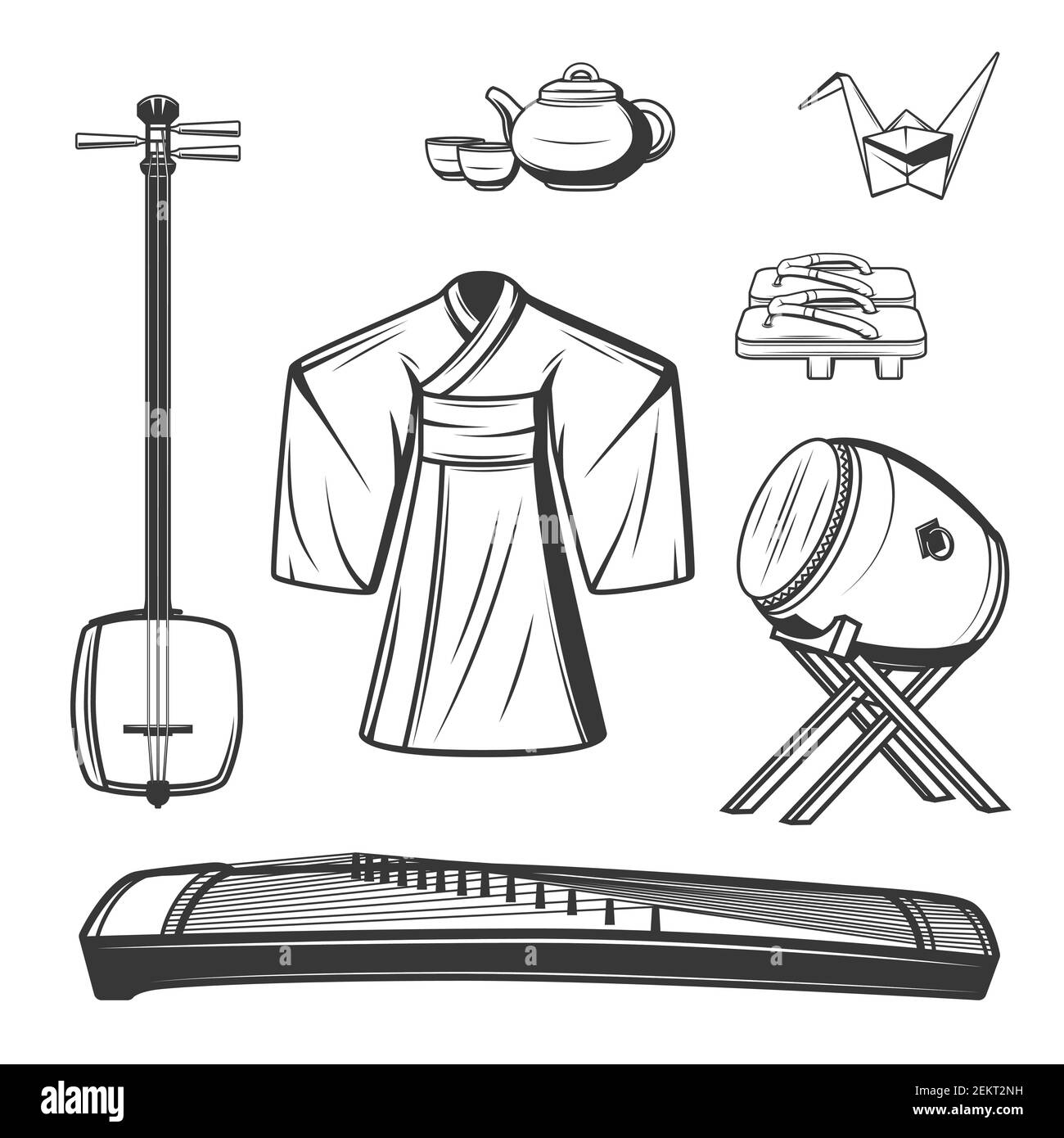 Black White Sketch Woman Kimono Stock Illustration 1362728162  Shutterstock