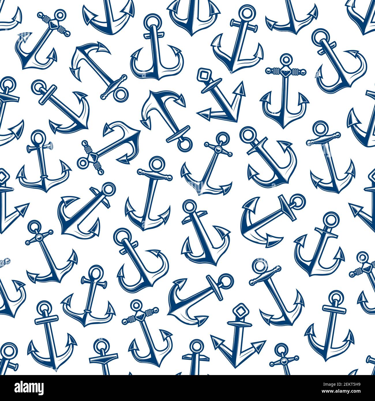Anchor seamless pattern, marine adventure and sailor ship nautical