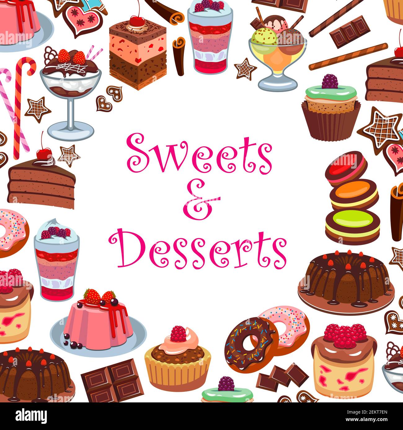 Dessert Cakes Ice Cream And Pastry Sweets Vector Bakery Patisserie Or Cafeteria Menu Of Berry Cupcake Chocolate Candy And Muffin Confectionery Mac Stock Vector Image Art Alamy Dessert Cakes Ice Cream And Pastry Sweets Vector Bakery Patisserie Or Cafeteria Menu Of Berry Cupcake Chocolate Candy And Muffin Confectionery Mac Stock Vector Image Art Alamy