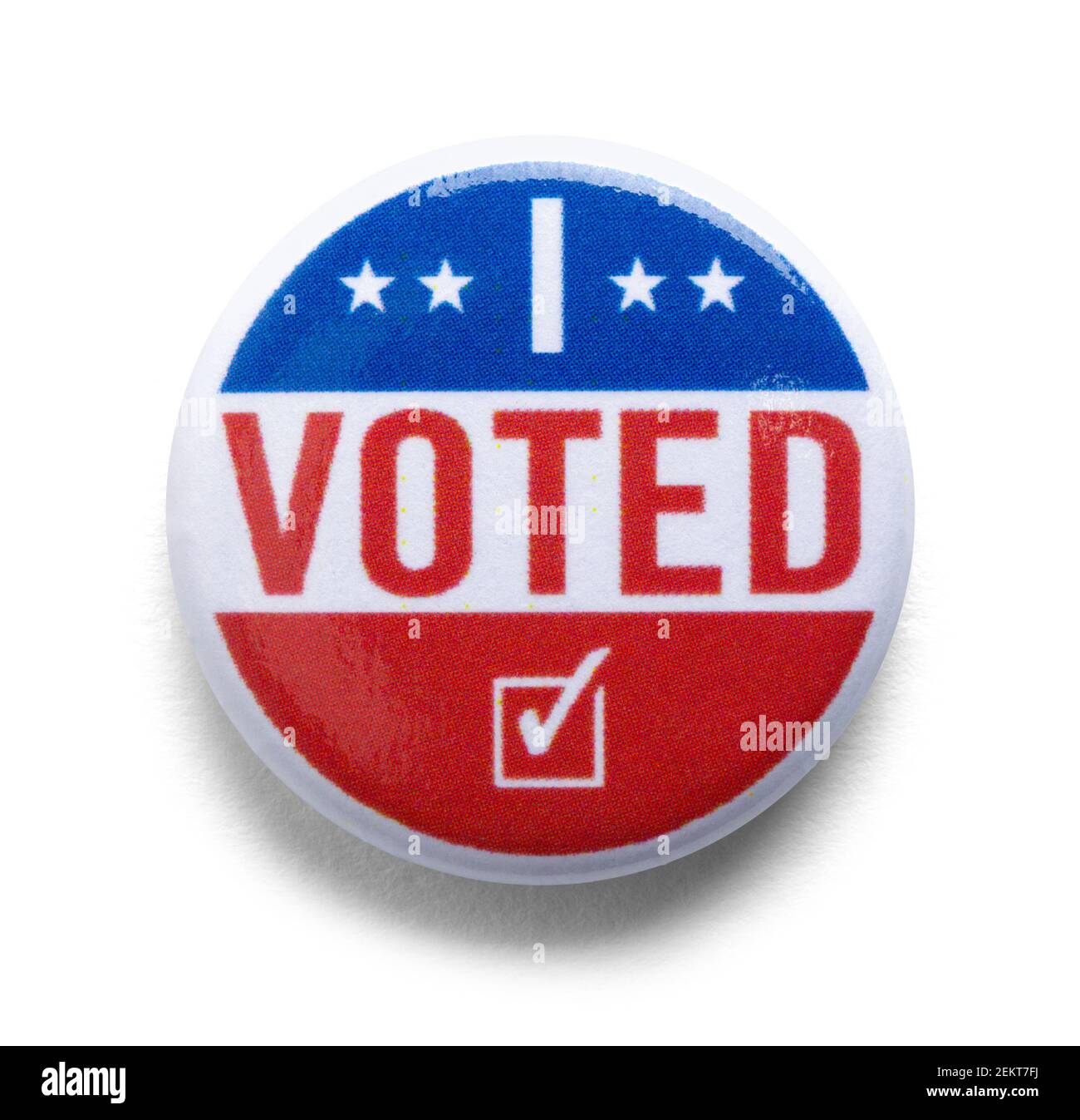 I Voted Button Pin USA Cut Out. Stock Photo