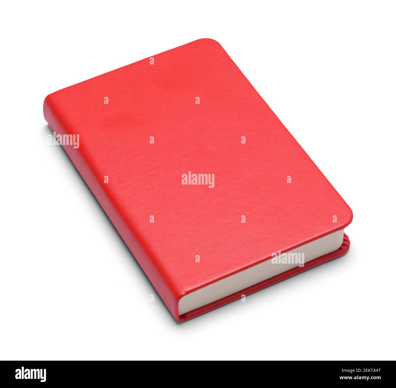 Small Red Sketch Book with Rounded Corners  Cut Out. Stock Photo