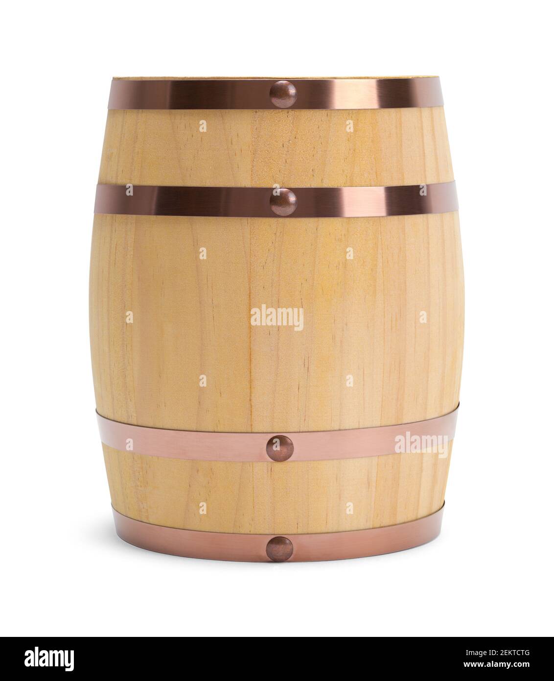 Natural Wood Wine Barrel Upright Cut Out. Stock Photo