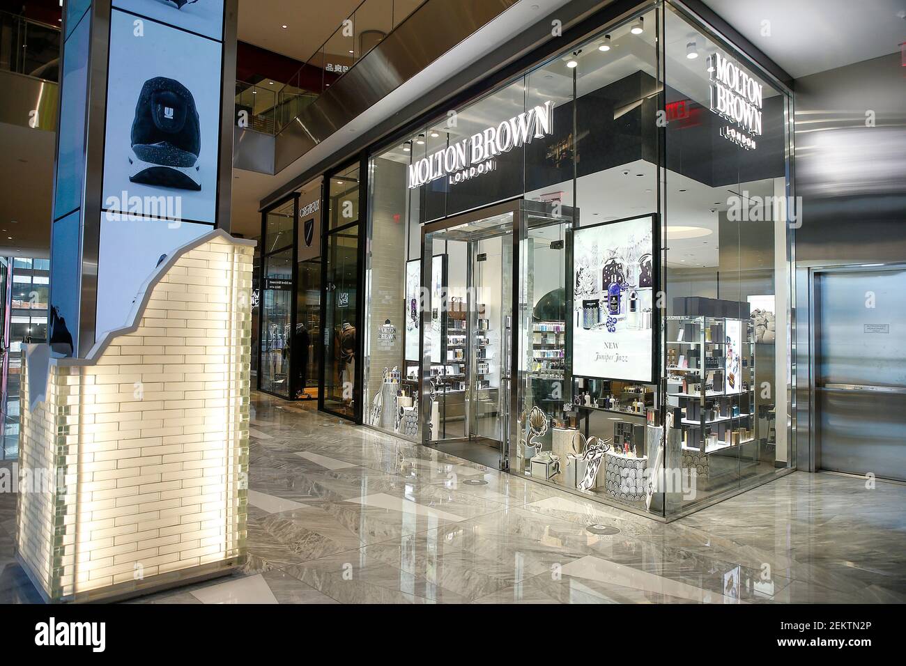 Molton Brown logo and store seen in Hudson Yards. (Photo by John