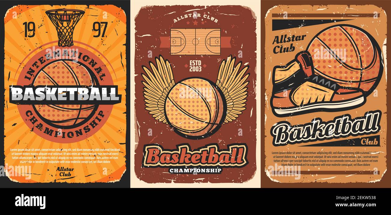 Free Vector  Colored vintage basketball championship poster
