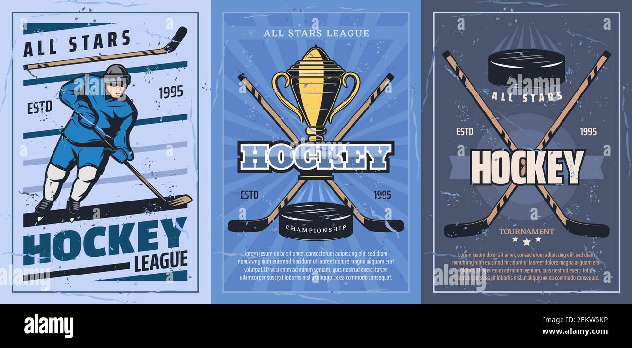 Ice hockey player on sport rink with sticks, pucks and trophy vector
