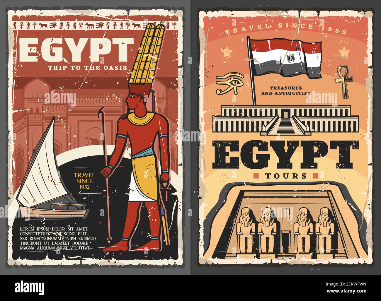 Egypt tour vector design with ancient Egyptian travel landmarks and ...