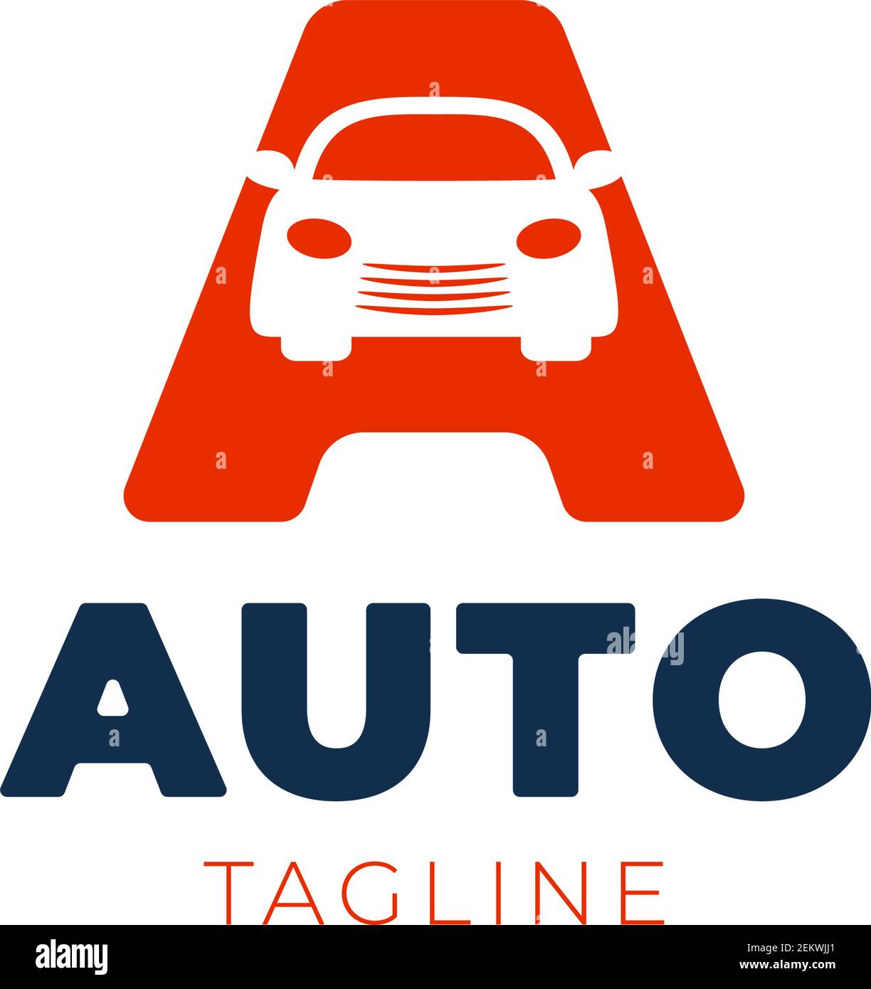 Letter a logo with car in negative space. Speed auto letter vector