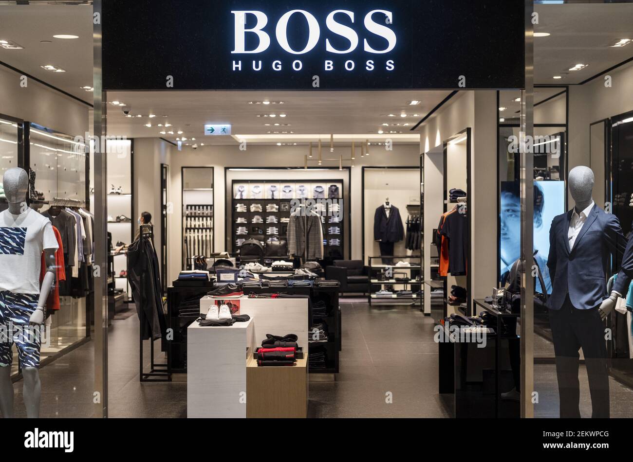 German clothing brand Boss in Hong Kong. (Photo by Budrul Chukrut / Sopa Images/Sipa USA Stock Photo - Alamy