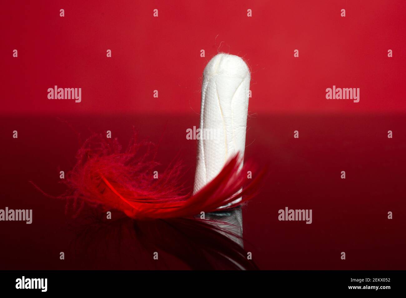 Medical tampon. Blood period. Menstruation cycle. Cotton tampons Stock