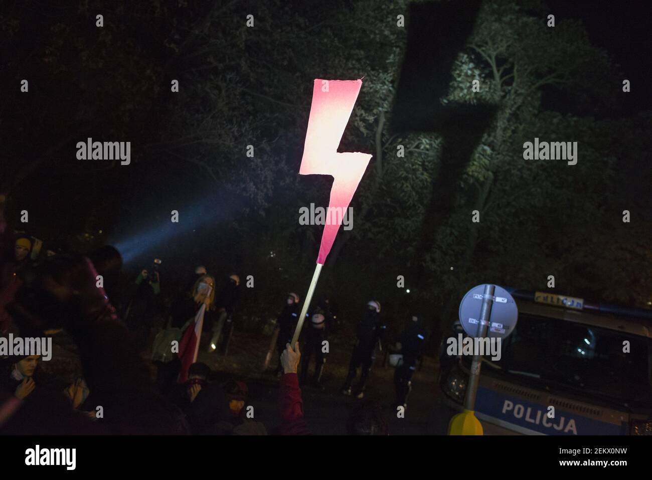 A Red Lightning Bolt The Symbol Of Women S Protest Being Lite During The Protests Outside The Parliament In The Evening Of The Seventh Day Of Protests Demonstrators Against The Judgement Of A Red Lightning Bolt The Symbol Of Women S Protest Being Lite During The Protests Outside The Parliament In The Evening Of The Seventh Day Of Protests Demonstrators Against The Judgement Of