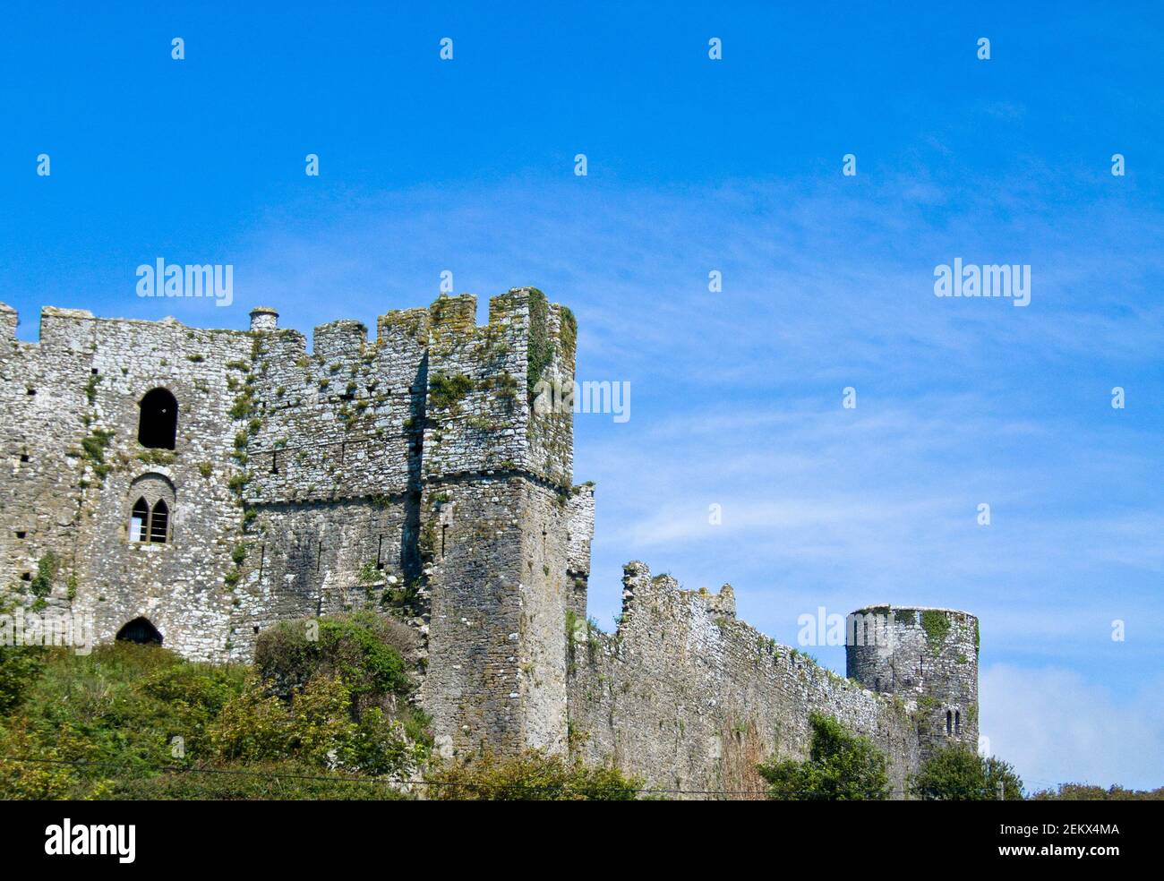 old, castle ruins, dilapidated castle, ancient, stone, medieval, fantasy, lore, king arthur, knights of the round table, grand castle, welsh castles Stock Photo