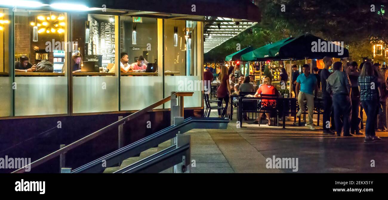 Night scene Denver, Colorado, USA Stock Photo