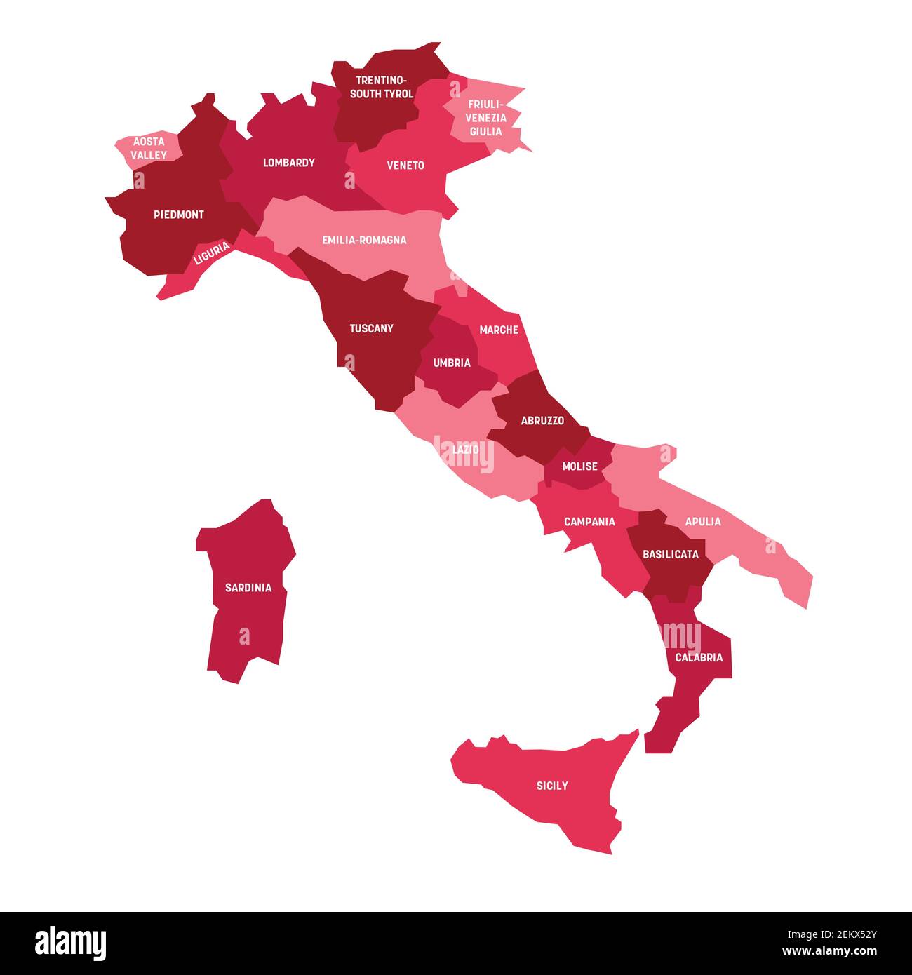 Italy - map of regions Stock Vector