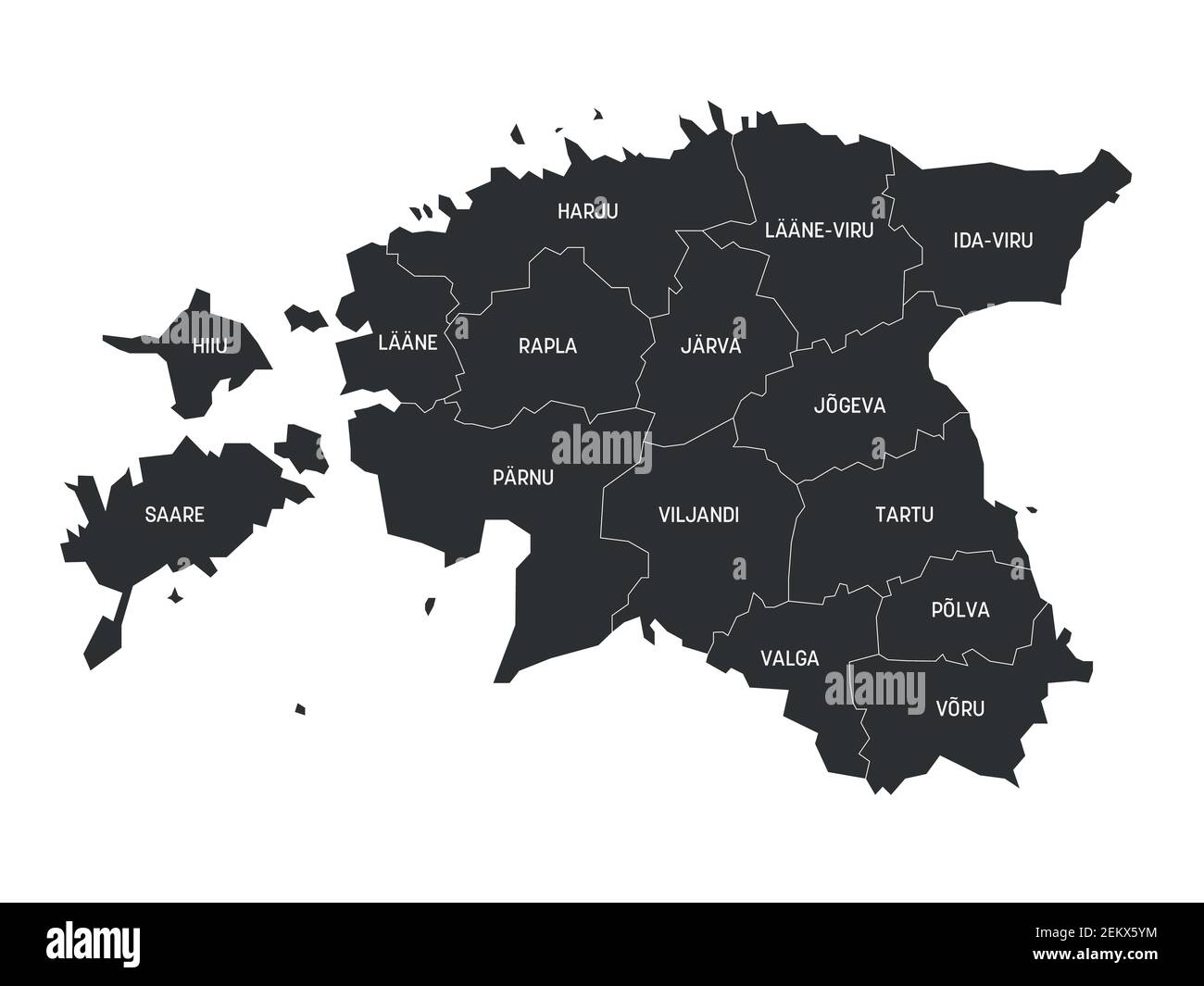 Estonia - map of counties Stock Vector