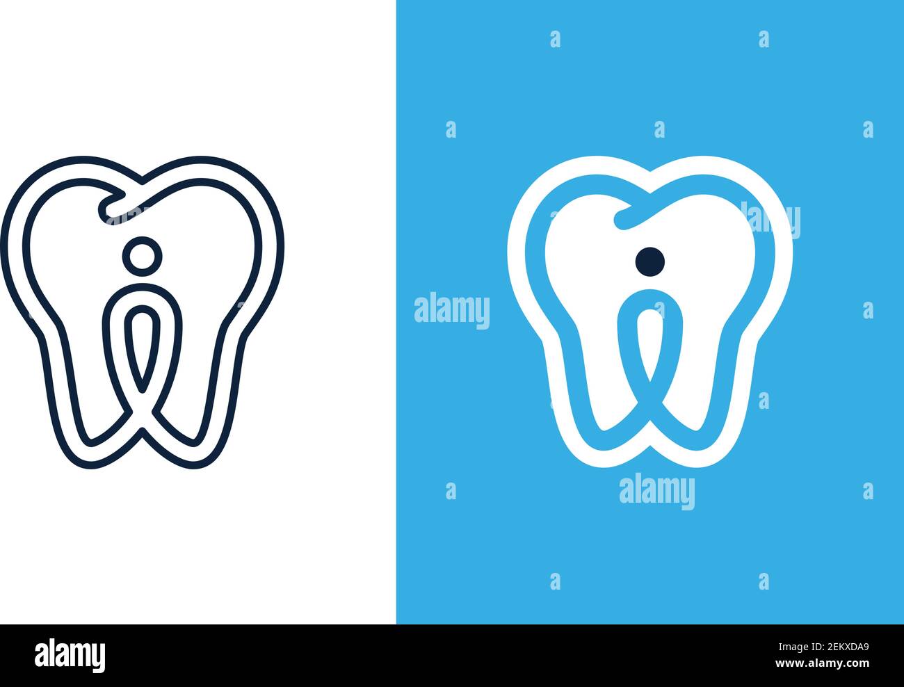 simple blue icon of dental clinic isolated on white. Trend modern