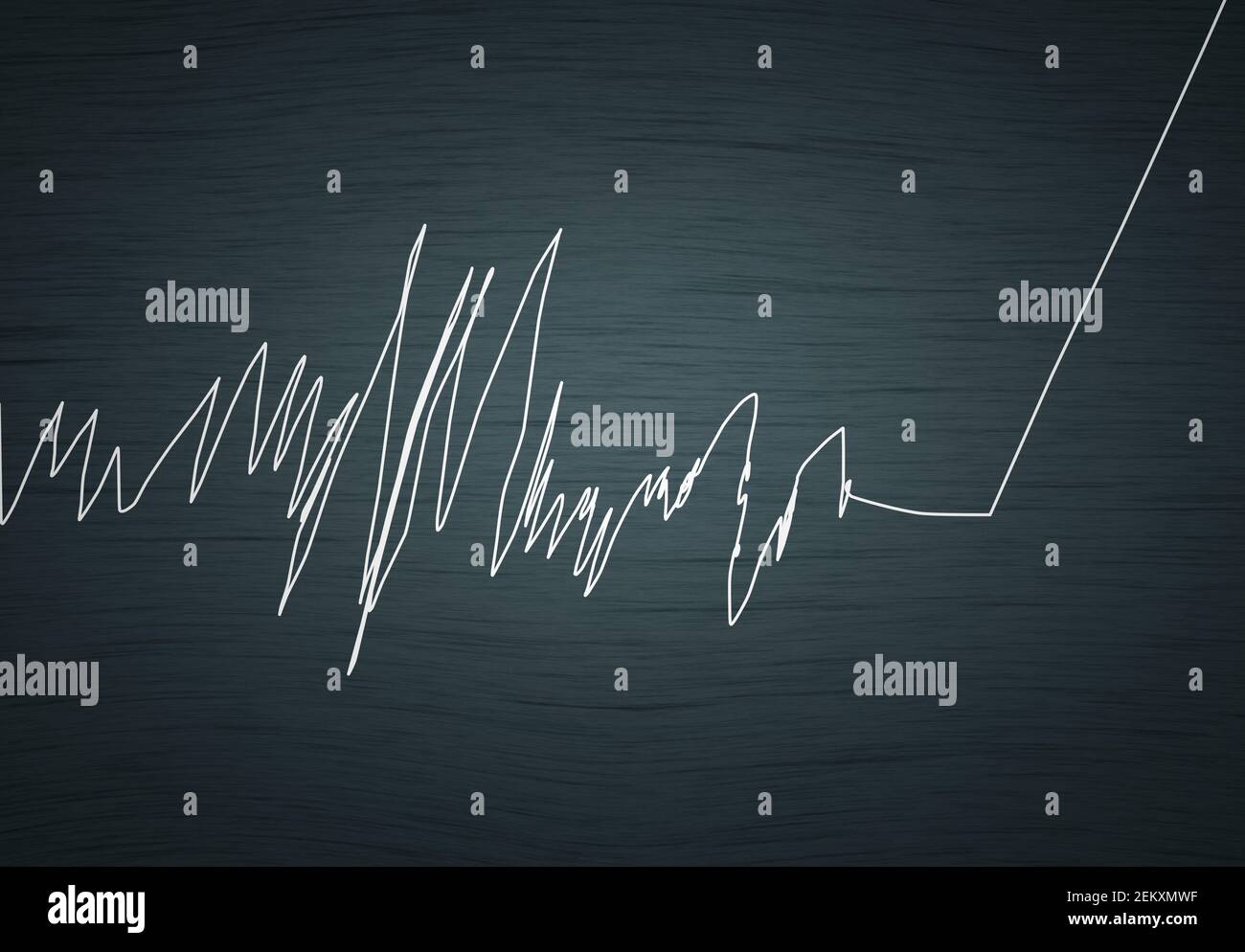 Conceptual simple business graph in blackboard background Stock Photo