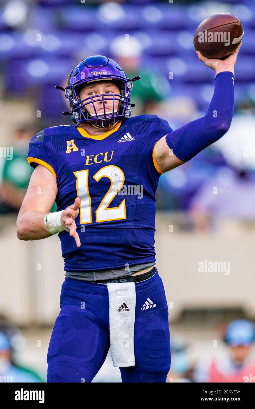 East Carolina Pirates quarterback Holton Ahlers (12) during the NCAA  college football game between Tulane and ECU on Saturday November 7, 2020  at Dowdy-Ficklen Stadium in Greenville, NC. Jacob Kupferman/(Photo by Jacob