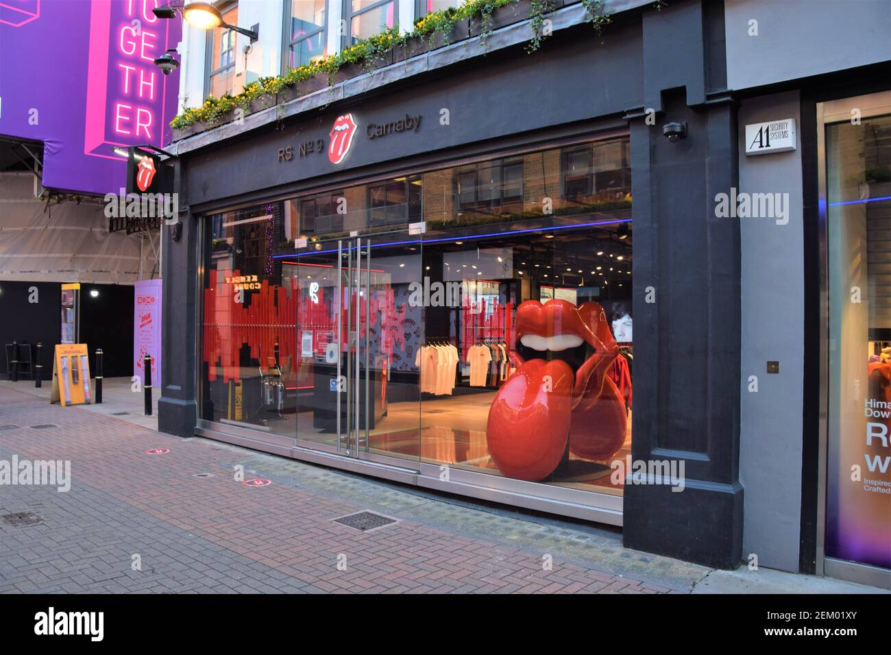 Daytime exterior view of the Rolling Stones shop on Carnaby Street