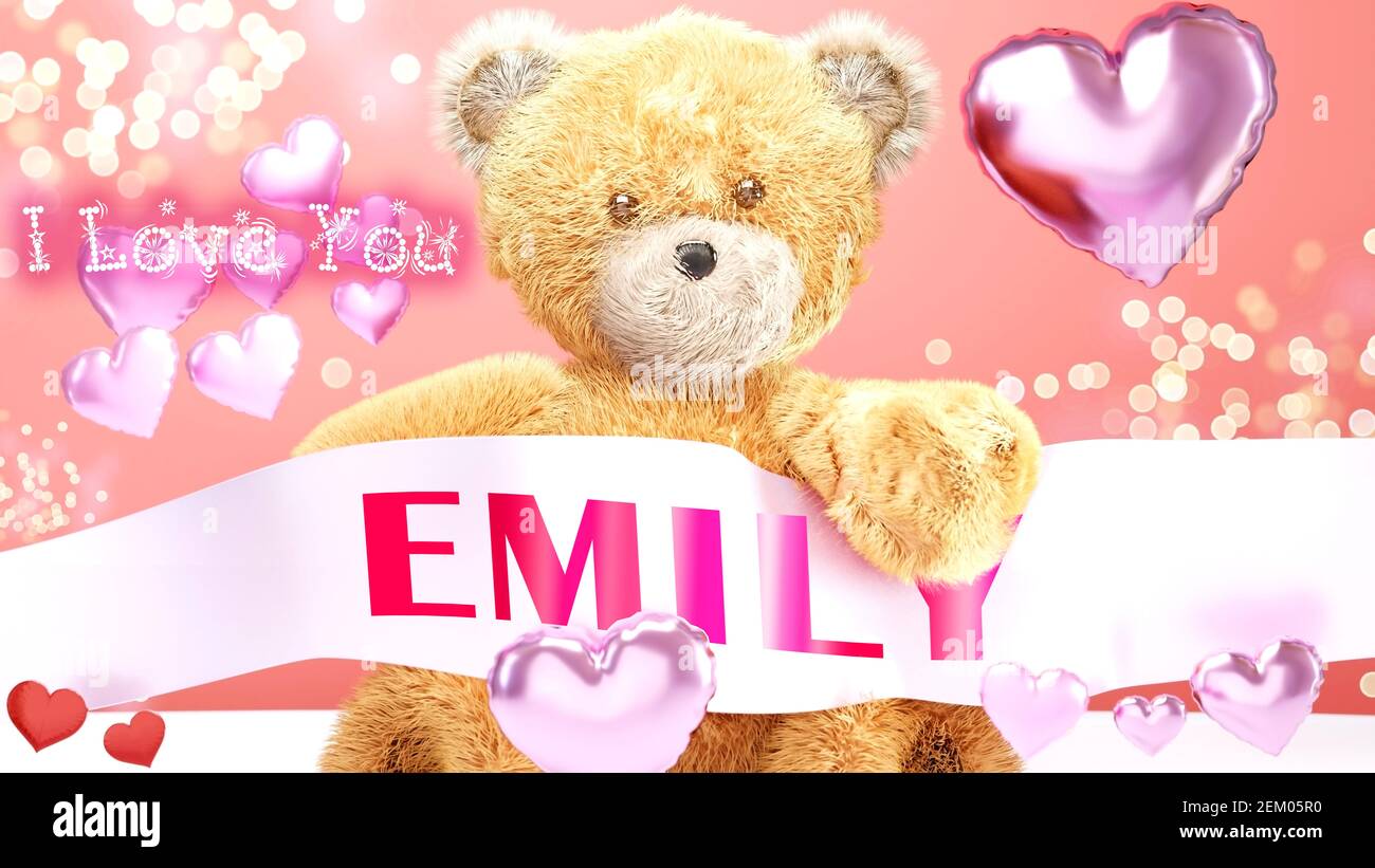 I love you Emily - cute and sweet teddy bear on a wedding, Valentine's