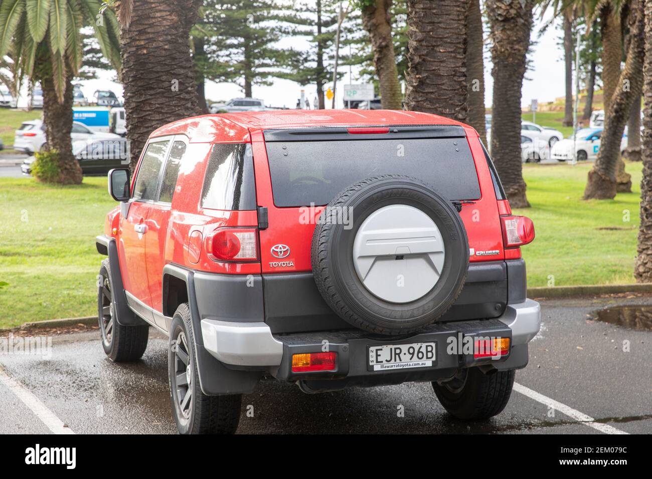 Red Toyota FJ Cruiser vehicle parked in a Sydney carpark,NSW,Australia ...