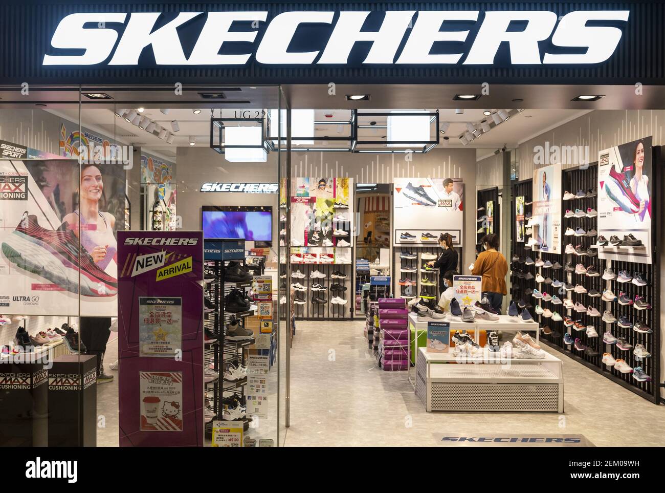 lifestyle and performance footwear brand, Skechers store seen in Hong Kong. (Photo by Budrul Chukrut / SOPA USA Stock Alamy