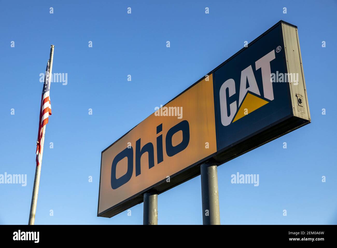 CAT Equipment Rental Store and Services logo seen at one of their branches.  (Photo by Stephen Zenner / SOPA Images/Sipa USA Stock Photo - Alamy, image size:1300x956