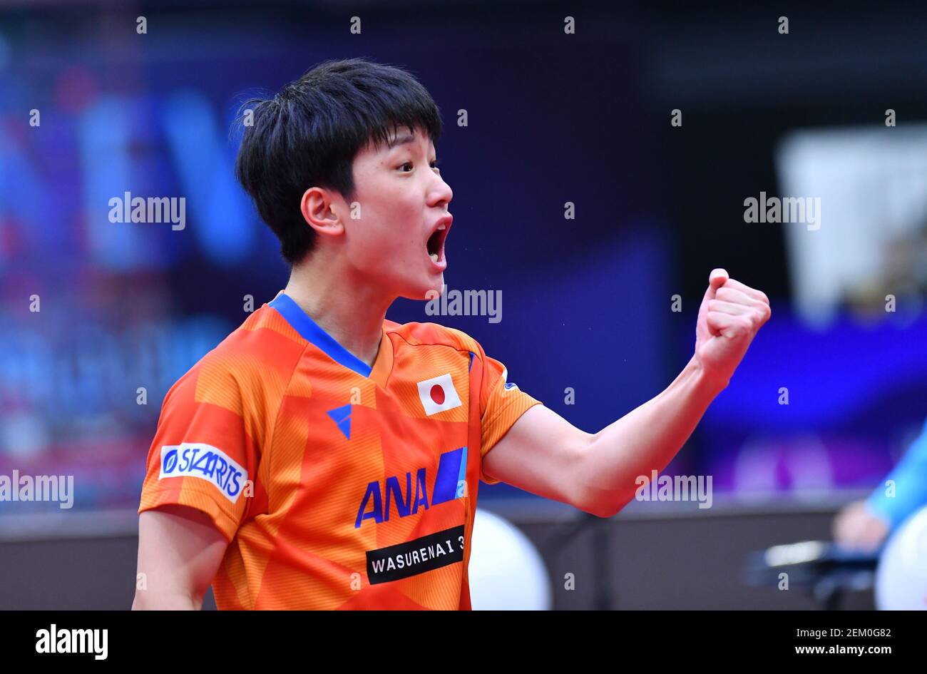 Japanese table tennis player Tomokazu Harimoto plays against Chinese