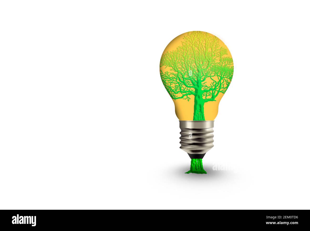 Green plant inside light bulb. Renewable energy source concept. Ecology system, Biomass vitality, and green life continuity concepts. 3d abstract isol Stock Photo