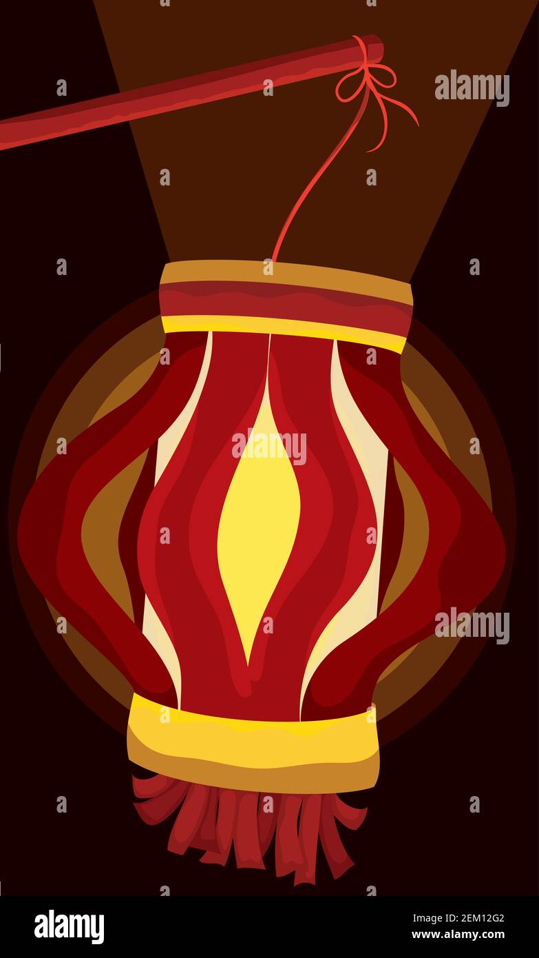 Traditional paper cup Chinese lantern hanging of a red stick ...