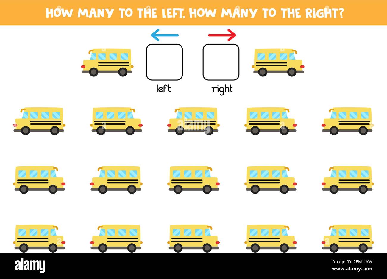 Left or right with cartoon yellow school bus. Educational game to learn  left and right Stock Vector Image & Art - Alamy