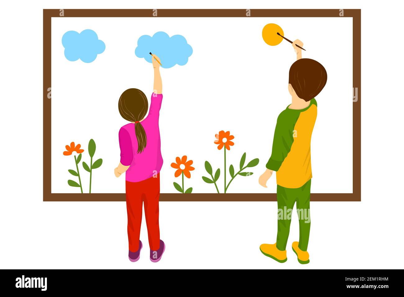 Boy painting a picture Stock Vector Images Alamy
