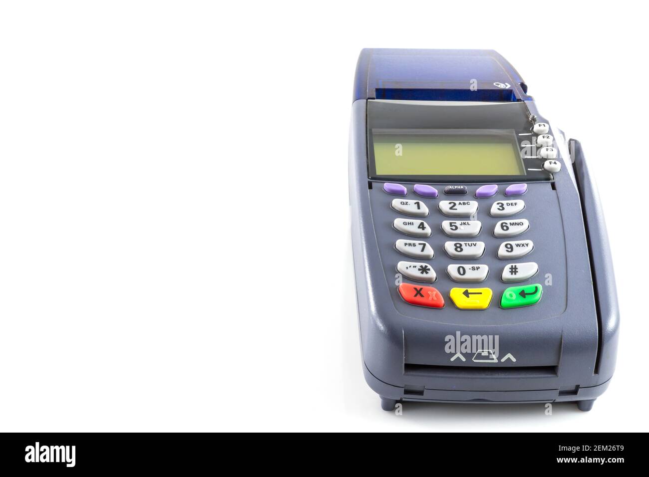 credit card reader machine on white background Stock Photo