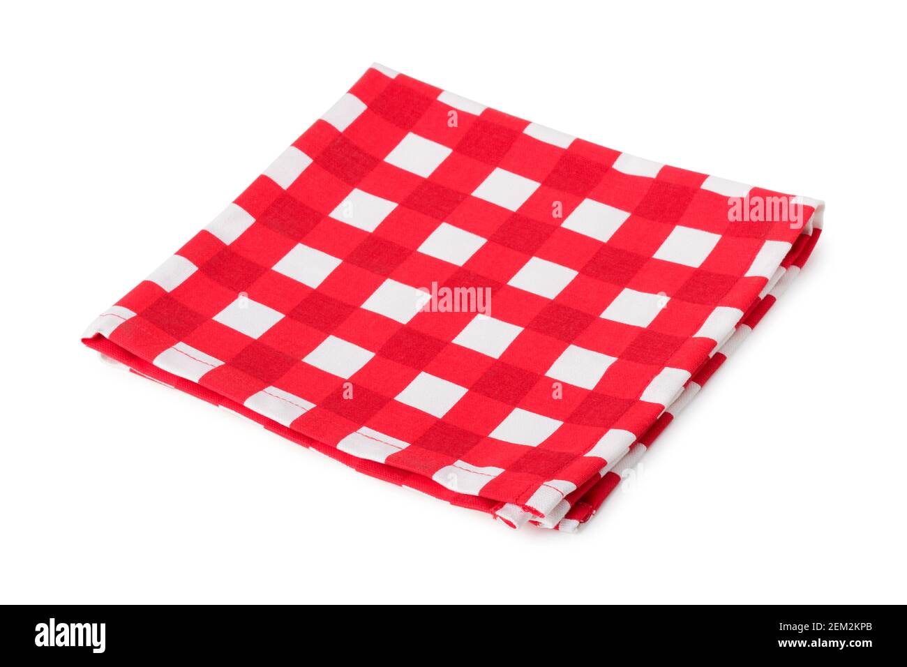 Red checkered kitchen napkin isolated on white background Stock Photo