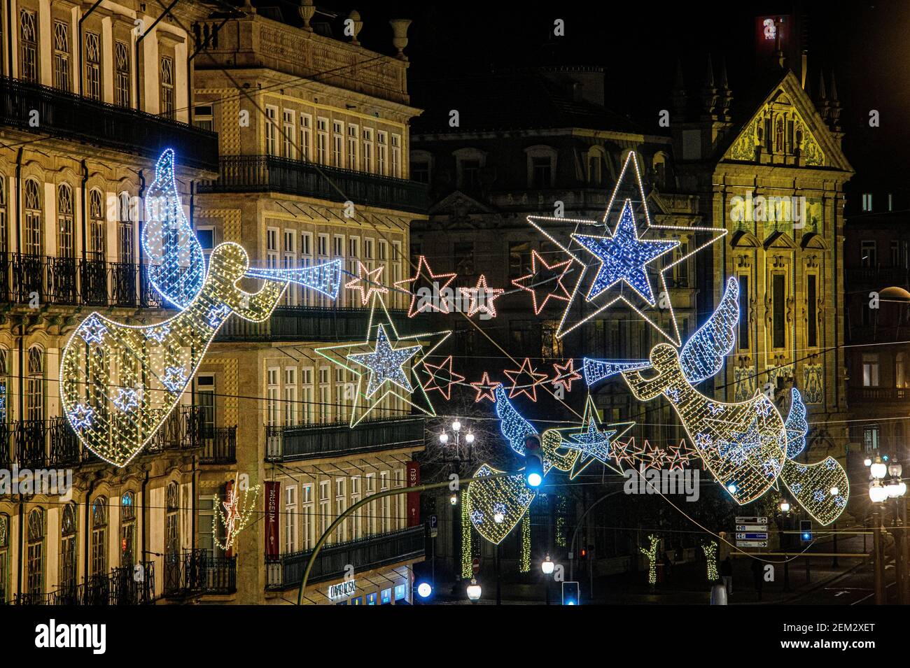 Porto, 11/30/2020 Christmas illuminations Christmas lights in